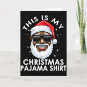 African American Santa Claus Christmas Pajama Shir Kaart (Voorkant)