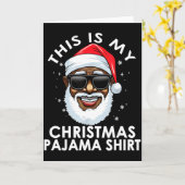 African American Santa Claus Christmas Pajama Shir Kaart (Gele Bloem)