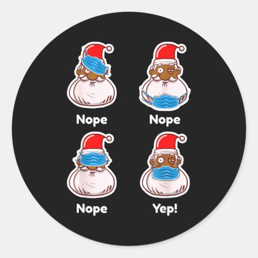African American Santa Claus Matching Christmas Pa Ronde Sticker (Voorkant)