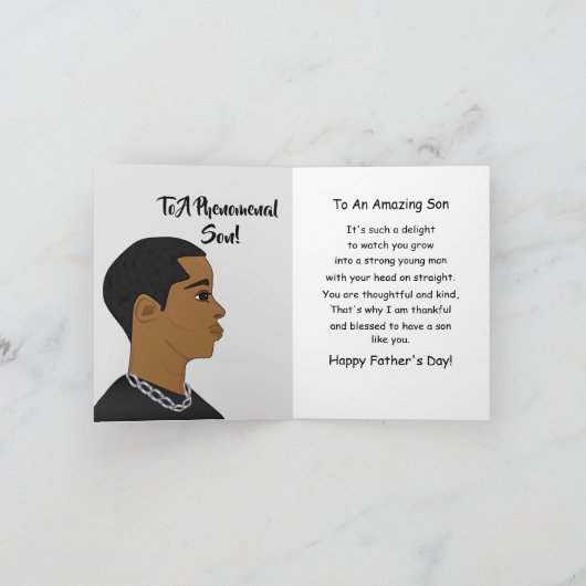African American Son Vaderdag Kaart (Binnen)