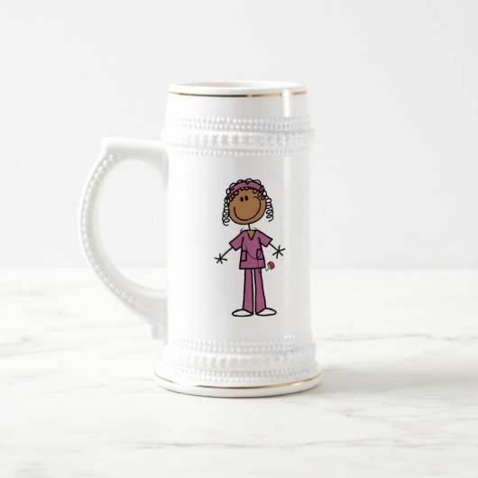 African American Stick Figuur Nurse Bierpul (Links)