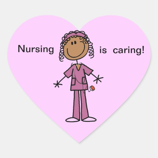 African American Stick Figuur Nurse Hart Sticker (Voorkant)