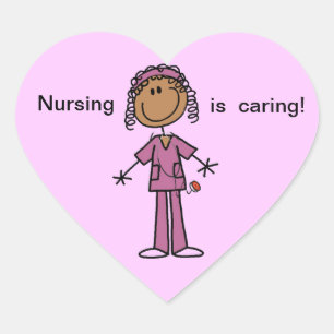 African American Stick Figuur Nurse Hart Sticker