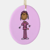 African American Stick Figuur Nurse Keramisch Ornament (Rechts)