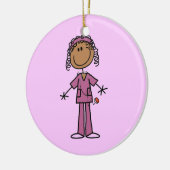 African American Stick Figuur Nurse Keramisch Ornament (Links)