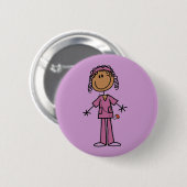 African American Stick Figuur Nurse Ronde Button 5,7 Cm (Voorkant /achterkant)