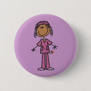 African American Stick Figuur Nurse Ronde Button 5,7 Cm