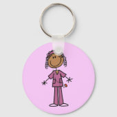 African American Stick Figuur Nurse Sleutelhanger (Voorkant)
