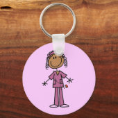 African American Stick Figuur Nurse Sleutelhanger (Voorkant)