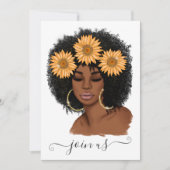 African American Sunflower Girl Bachelorette Party Kaart (Voorkant)