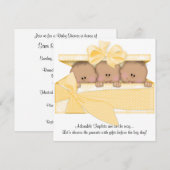 African American Triplet Baby shower Invitation Kaart (Voorkant / Achterkant)