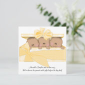 African American Triplet Baby shower Invitation Kaart (Staand voorkant)
