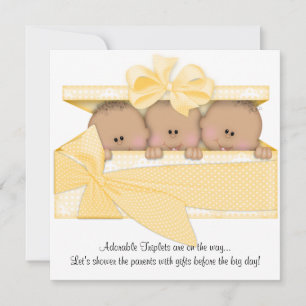 African American Triplet Baby shower Invitation Kaart