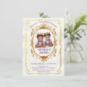 African American Twin Gold Prince Baby shower Kaart (Staand voorkant)