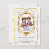 African American Twin Gold Prince Baby shower Kaart (Voorkant)