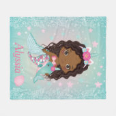 African American Unicorn Mermaid Fleece Blanket (Voorkant (Horizontaal))