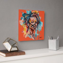 AFRICAN AMERICAN Wall Clock Vierkante Klok