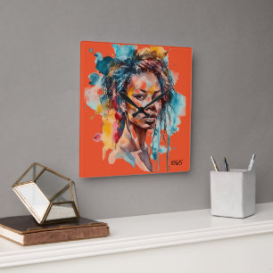 AFRICAN AMERICAN Wall Clock Vierkante Klok