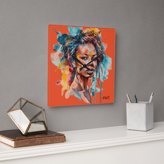 AFRICAN AMERICAN Wall Clock Vierkante Klok (Kantoor)