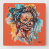 AFRICAN AMERICAN Wall Clock Vierkante Klok (Voorkant)