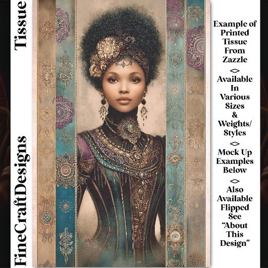 African American Woman, Baroque DY2L Decoupage Tissuepapier