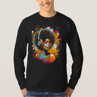 African American Woman Black Girl Music Graffiti G T-shirt