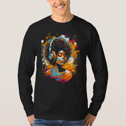 African American Woman Black Girl Music Graffiti G T-shirt (Voorkant)