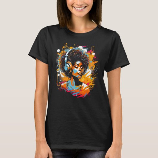 African American Woman Black Girl Music Graffiti G T-shirt (Voorkant)