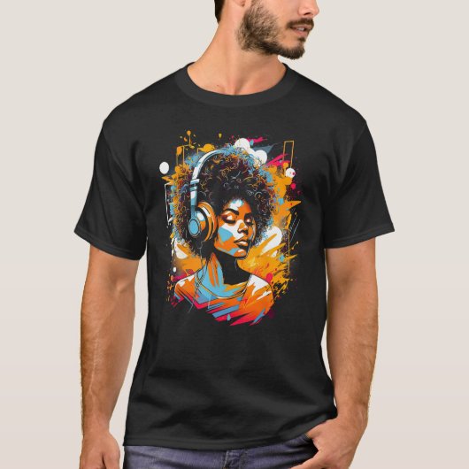 African American Woman Black Girl Music Graffiti G T-shirt (Voorkant)
