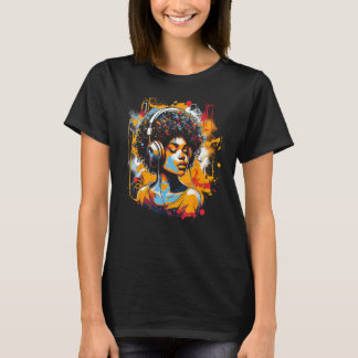 African American Woman Black Girl Music Graffiti G T-shirt