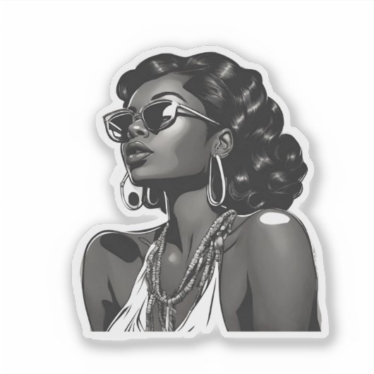 African American Woman Custom-Cut Vinyl Sticker (Voorkant)