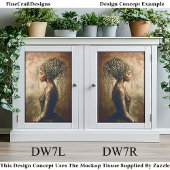 African American Woman, Floral DW7R Decoupag Tissuepapier