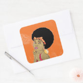 African American Woman Seventies Disco Vierkante Sticker (Envelop)