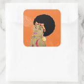 African American Woman Seventies Disco Vierkante Sticker (Tas)
