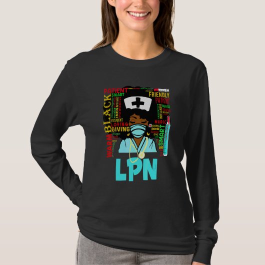 African American Women Black Lpn Nurse T-shirt (Voorkant)