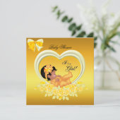 African American Yellow Gold Baby shower Girl Kaart (Staand voorkant)