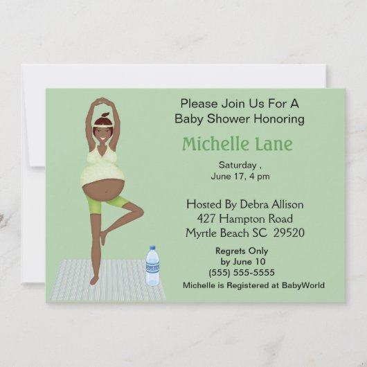 African American Yoga Moeder Baby shower Uitnodigi Kaart (Voorkant)