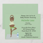 African American Yoga Moeder Baby shower Uitnodigi Kaart (Voorkant / Achterkant)