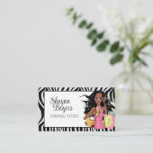 African American Zebra Print Visitekaartje (Staand voorkant)