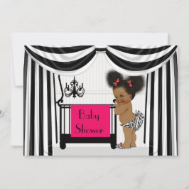 African AmericanZebra Print en Drapes Baby shower Kaart