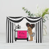 African AmericanZebra Print en Drapes Baby shower Kaart (Staand voorkant)