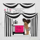 African AmericanZebra Print en Drapes Baby shower Kaart (Voorkant / Achterkant)