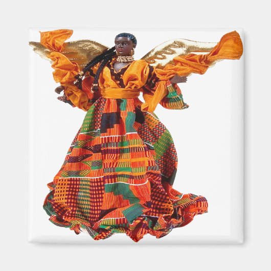 African Angel in Sinaasappel Magneet (Voorkant)