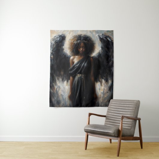 African Angel With Black Wings Wandkleed (In situ)