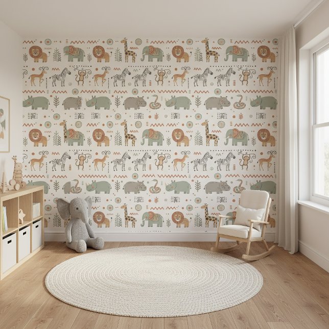African Animal Parade Tribal Style ID1262 Behang (Creator heeft geüpload)