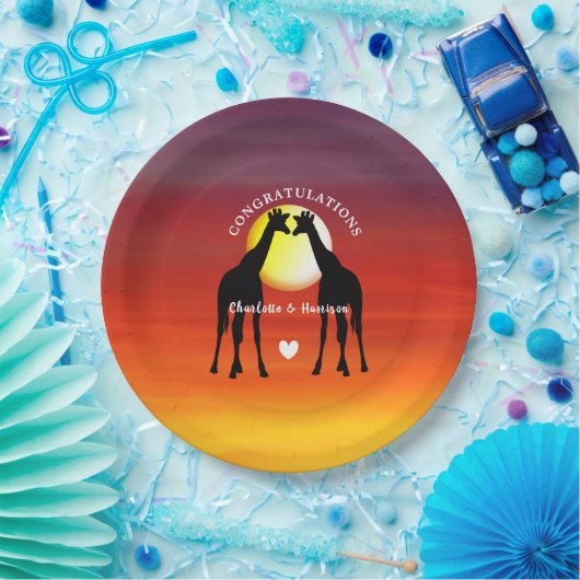 African Animal Safari Sunset Personalized Papieren Bordje (Feest)