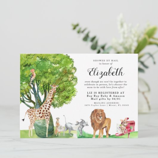 African Animals Baby shower per post Kaart (Staand voorkant)