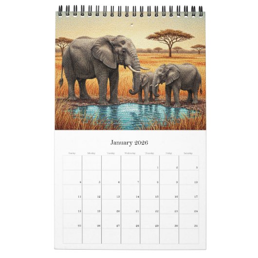 African Animals Calendar 2026 / African Wildlife Kalender (Jan 2026)