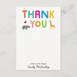 African Animals Flat Dank je wel Kaart Notitiekaartje