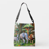 African animals in origame Crossbody Tas (Achterkant)